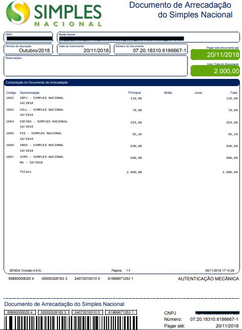 Novo modelo do Documento de Arrecadação do Simples Nacional (DAS) » Nossa  Contabilidade